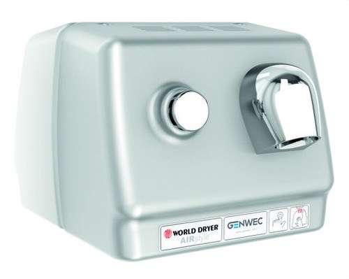 Handtrockner mit Druckknopf Airstyle aus satiniertem Edelstahl mit der Referenz GW02 06 04 01 von der Marke GENWEC