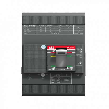 ABB Tmax XT1C 160 TMD 125A 4P fest montierter Leistungsschalter in Kompaktgehäuse mit der Referenz 1SDA067409R1 von der Marke ABB