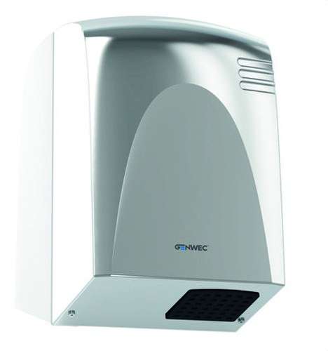 Elektronischer Sensor-Händetrockner Wecflow aus glänzendem Edelstahl mit der Referenz GW01 14 04 02 von der Marke GENWEC