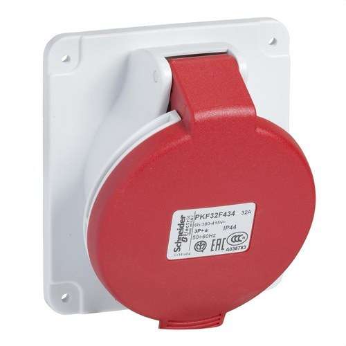 Eckige Einbausteckdose 32A 3P+N+TT 380-415V IP44 mit der Referenz PKF32F435 von der Marke SCHNEIDER ELECTRIC