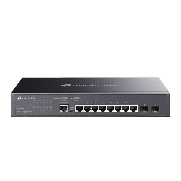 Omada L2+ Switch mit 8 Gigabit-Ports und 2 SFP-Ports mit der Referenz TL-SG3210 von der Marke TP-LINK