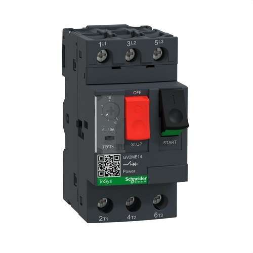 Magnetothermischer Motorschutzschalter GV2ME 6/10A mit der Referenz GV2ME14 von der Marke SCHNEIDER ELECTRIC