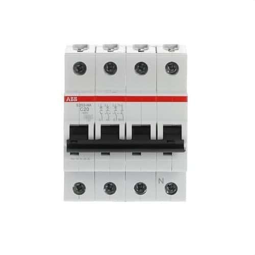 Leitungsschutzschalter S203-C20NA 3P+N 20A Charakteristik C 10kA mit der Referenz 2CDS253103R0204 von der Marke ABB
