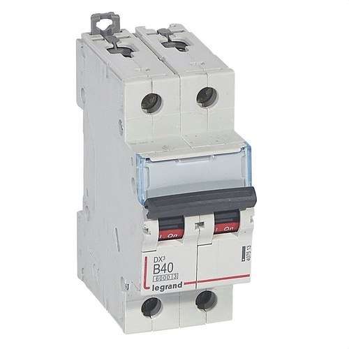 Leitungsschutzschalter DX3 2P 40A Charakteristik B 6/10kA mit der Referenz 407513 von der Marke LEGRAND