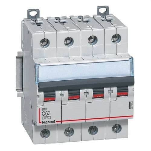 Leitungsschutzschalter DX3 4P 63A Charakteristik C 6/10kA mit der Referenz 407934 von der Marke LEGRAND
