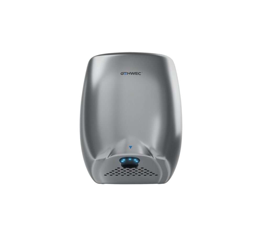 Elektronischer Sensor-Händetrockner E-flow aus silberfarbenem Aluminium 220-240V mit der Referenz GW01 12 02 04 von der Marke GENWEC