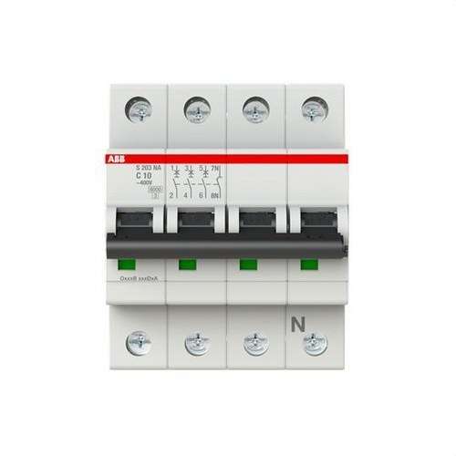 Leistungsschalter S203-C10NA 3P+N 10A Charakteristik C 10kA mit der Referenz 2CDS253103R0104 von der Marke ABB