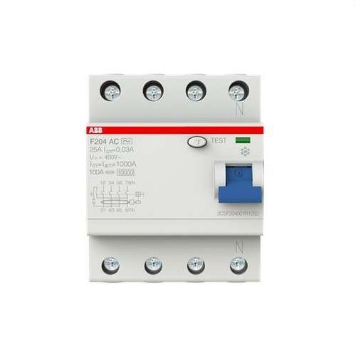 Differentialschutzschalter 4P 25A Typ AC 30mA mit der Referenz 2CSF204001R1250 von der Marke ABB