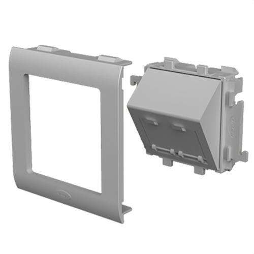 Schrägplatte 2 RJ45 Aluminiumfarbe 80mm U24X mit der Referenz 93754-03 von der Marke UNEX