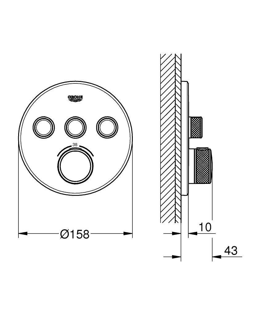 Einbauthermostat mit 3 Griffen Grohtherm SmartControl - Gebürsteter warmer Sonnenuntergang mit der Referenz 29121DL0 von der Marke GROHE