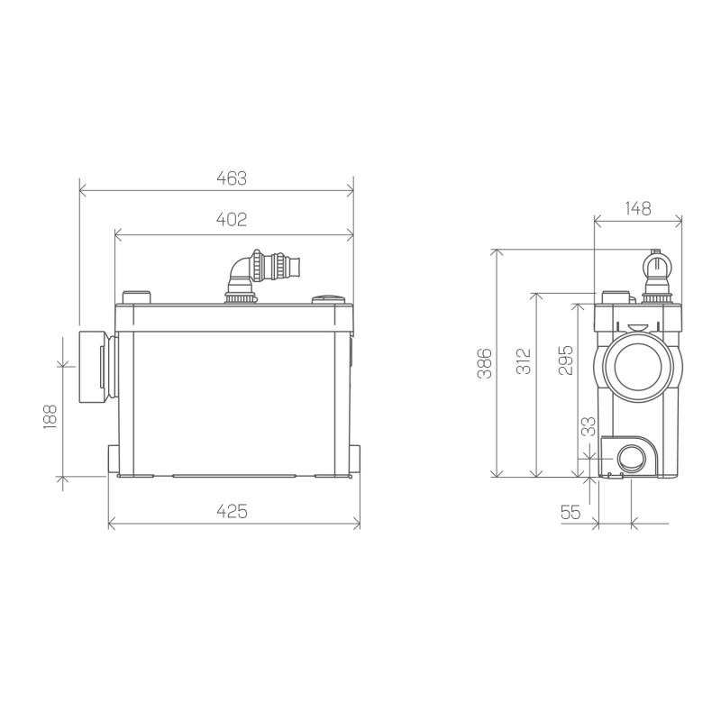 Sanitärzerkleinerer SFA SANIPACK für hängende Toiletten und Bäder mit der Referenz 0101422 von der Marke SFA SANITRIT