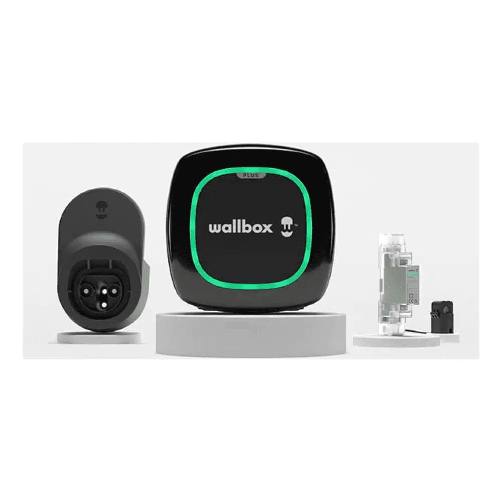 Kit Elektroauto-Ladegerät einphasig 7,4 kW + Energiemessgerät + Dock-Kabel + 5 Meter Schlauch Typ 2 Wallbox Pulsar Max mit der Referenz K1PLP4-0-2-2-9-002 von der Marke WALLBOX