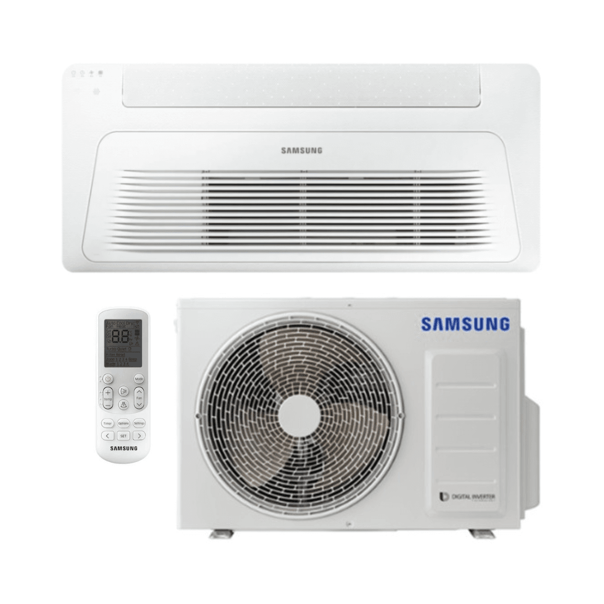 Samsung WindFree 1-Weg-Kassettengerät Klimaanlage 3,5 kW 12000 BTU mit der Referenz F-CST1W35R von der Marke SAMSUNG