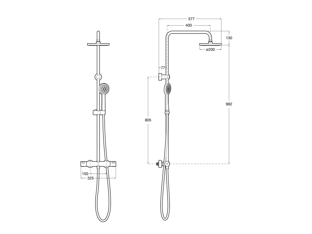 Thermostatische Duschsäule matt schwarz Roca T-Basic mit der Referenz A5A9F18NB0 von der Marke ROCA