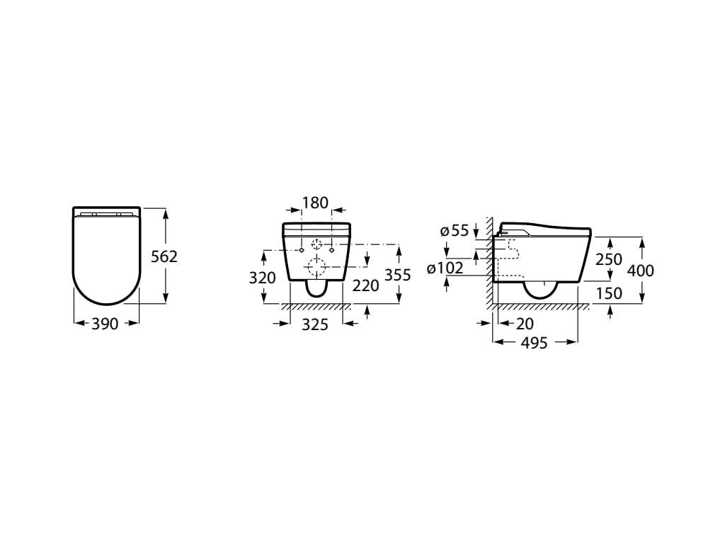 Intelligente Toilette In-Wash® Inspira Wandhängend Roca Rimless mit der Referenz A803060001 von der Marke ROCA