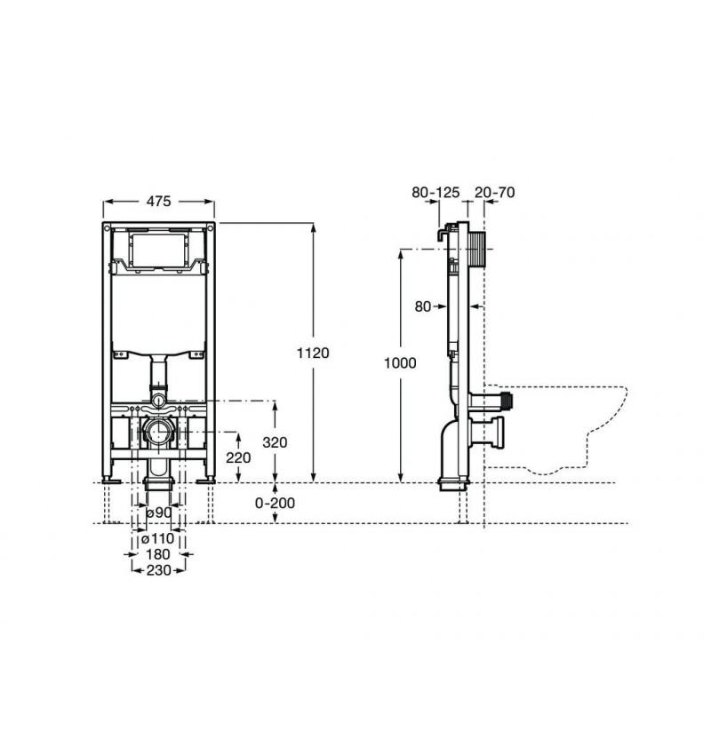 Rahmen mit Doppelspülkasten für hängendes WC Roca WC One mit der Referenz A890070020 von der Marke ROCA