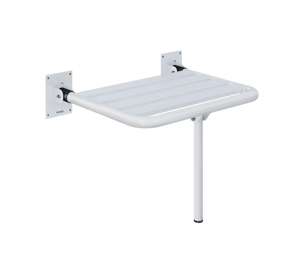 Folding seat with leg for bathrooms and showers white steel with reference GW11 24 03 00 from the brand GENWEC