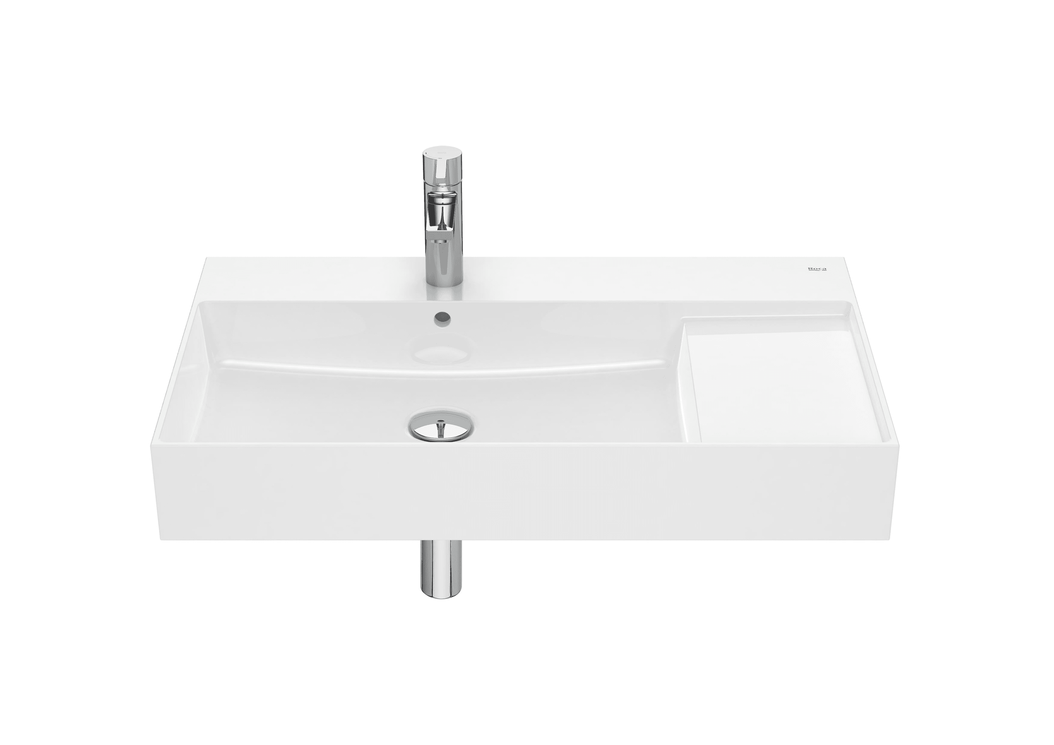 Asymmetrisches Wandwaschbecken aus Fineceramic® Roca Inspira 800x490mm mit der Referenz A32752B000 von der Marke ROCA