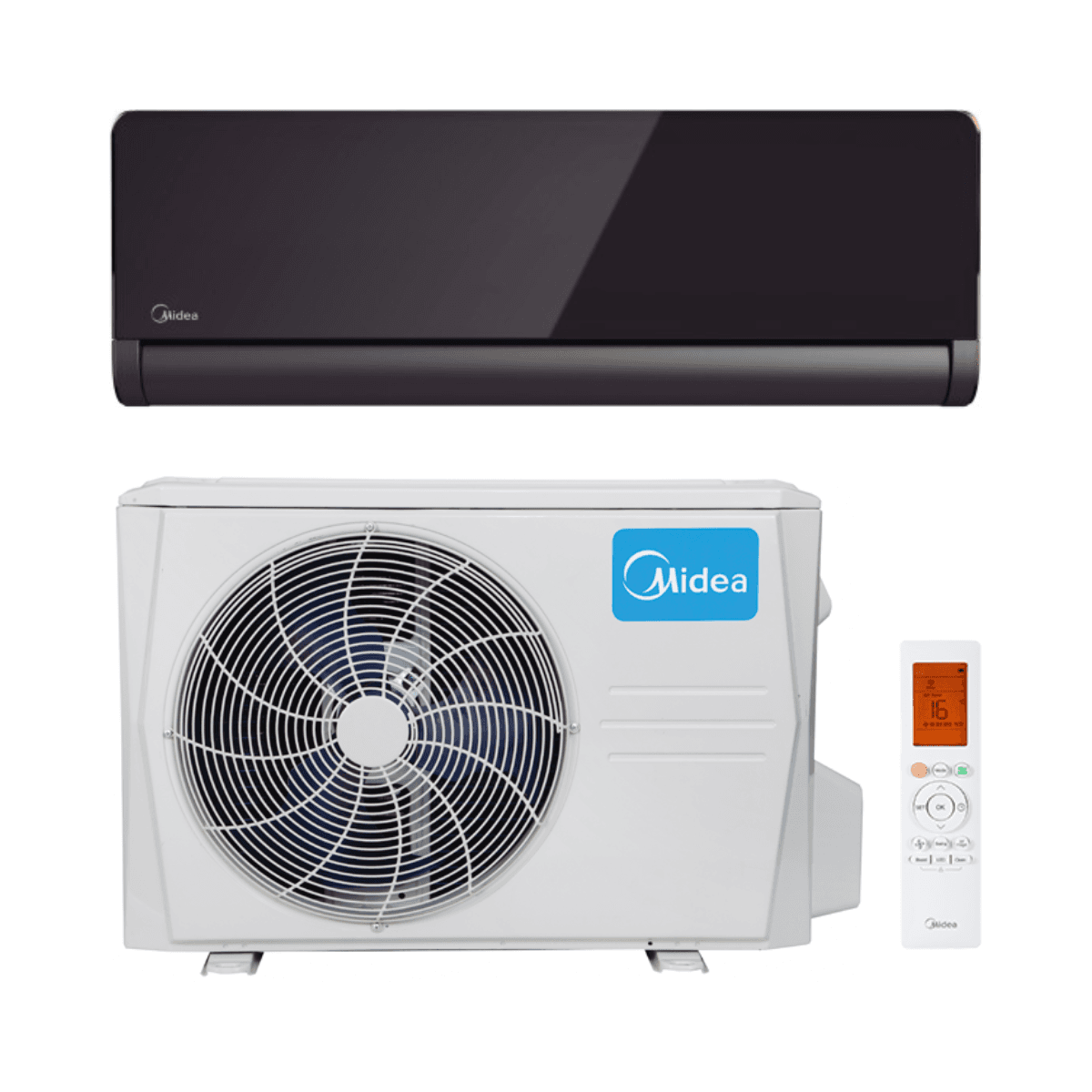 Schwarze Klimaanlage Midea Pure Glass 3,5 kW 12000 BTU mit der Referenz 35(12)N8I-1 von der Marke MIDEA
